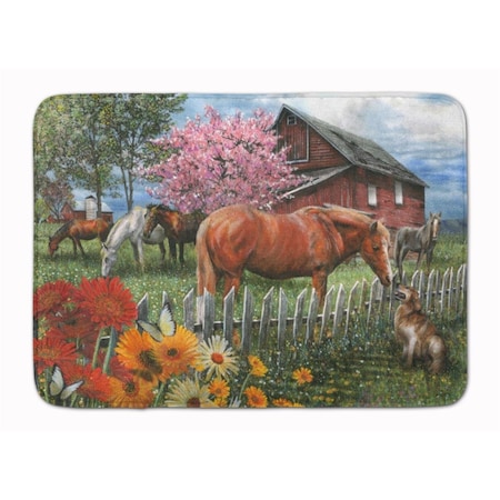 Horses Chatting With The Neighbors Machine Washable Memory Foam Mat